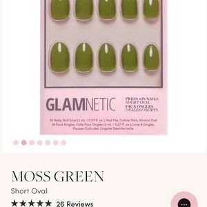 GLAMNETIC MOSS GREEN SHORT OVAL PRESS ON NAILS
